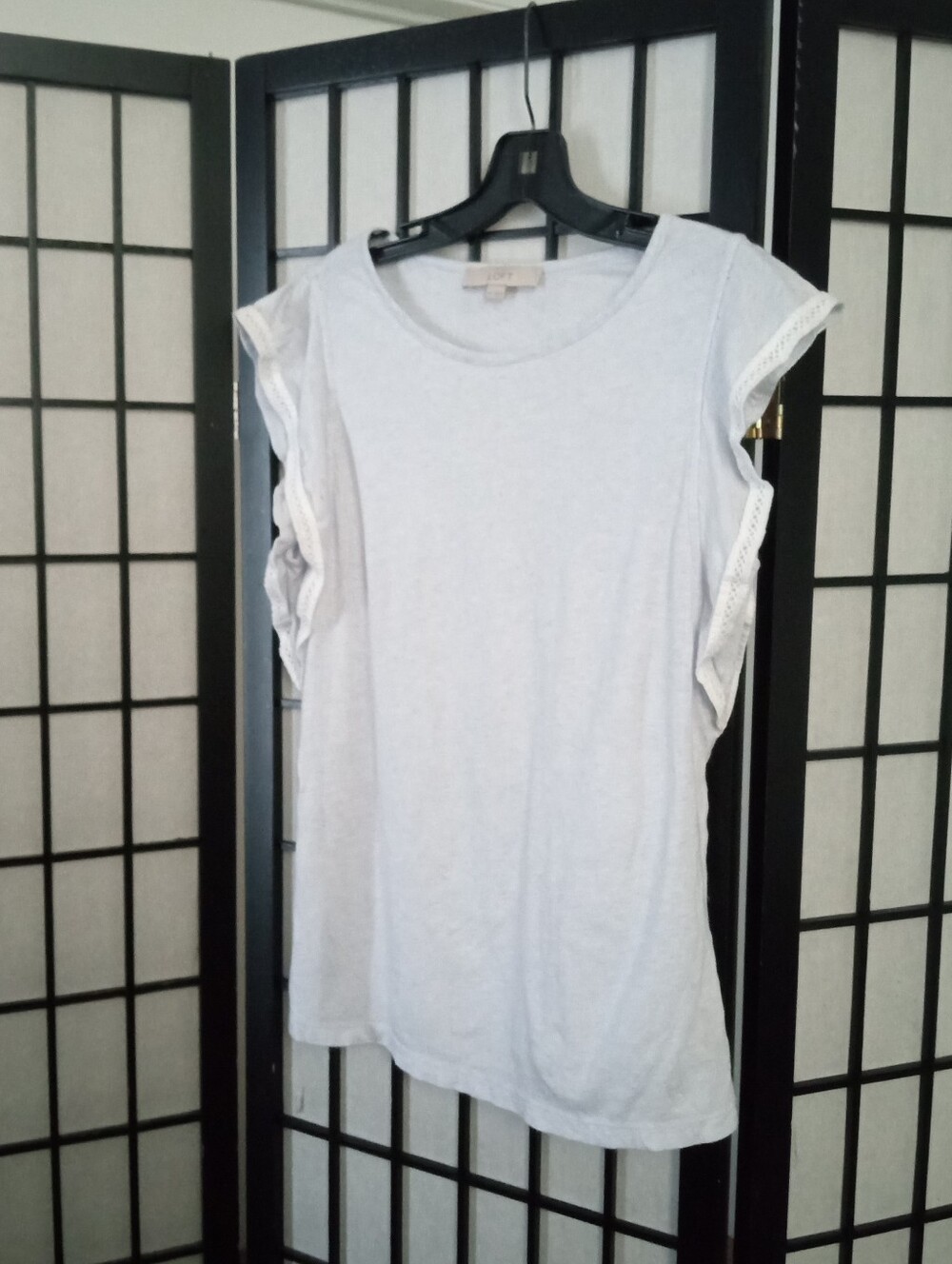 LOFT Light Blue Ruffle Sleeve Top
